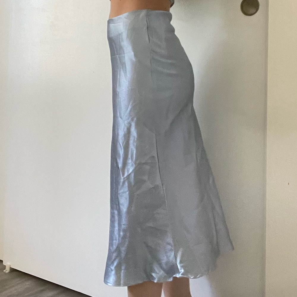 Satin Baby Blue Midi Skirt